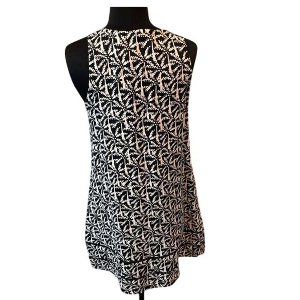 Vineyard Vines Women's Sleeveless Black & White Print A-Line Dress Tiered‎ Hem